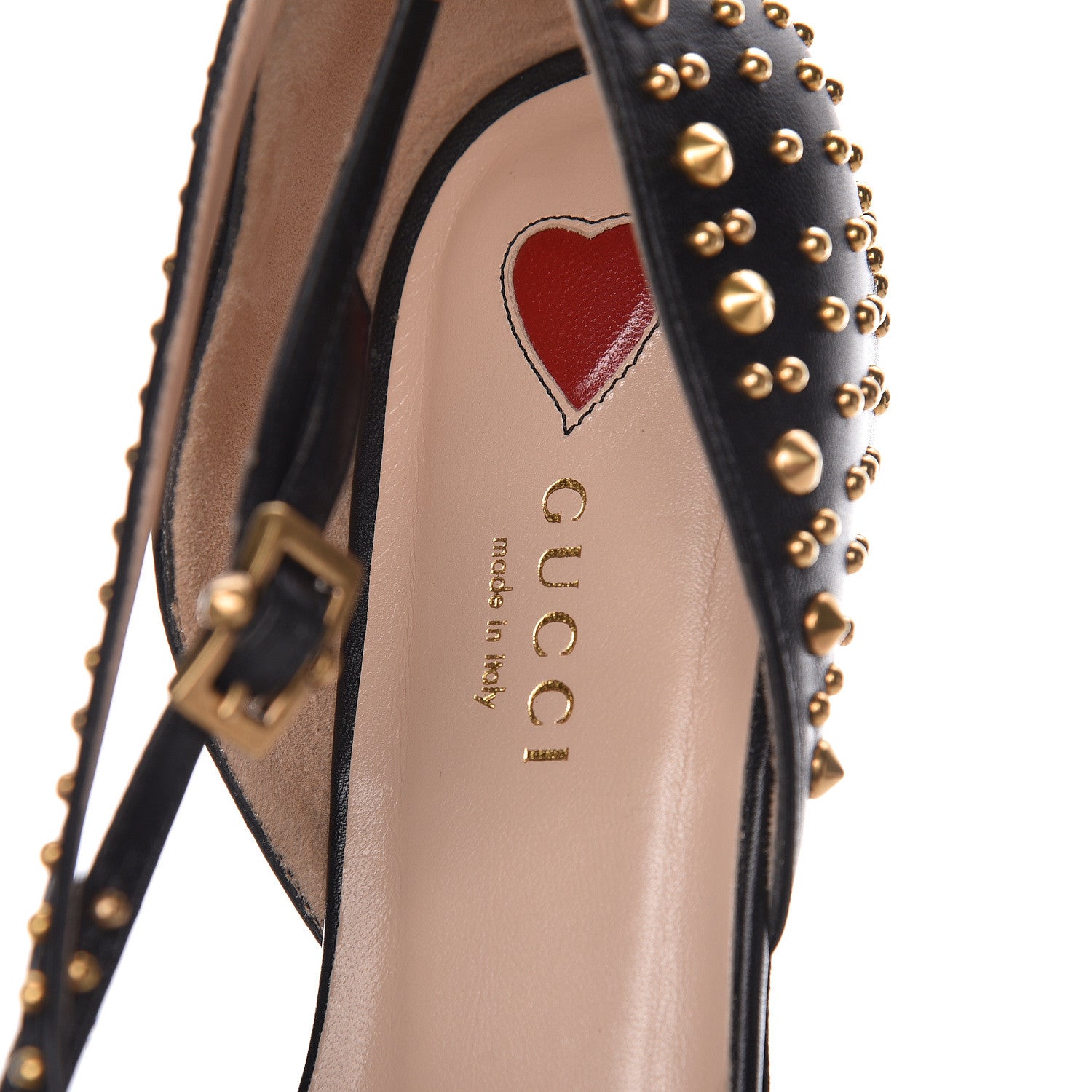Gucci Malaga Kid Studded Pointed Toe Unia Flats 38.5 Black 8 of 10