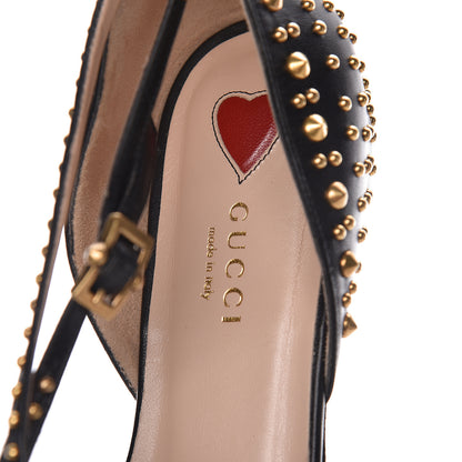 Gucci Malaga Kid Studded Pointed Toe Unia Flats 38.5 Black 8 of 10