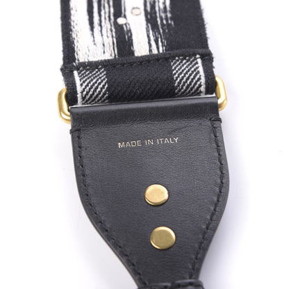 Christian Dior Canvas Embroidered Studded Checkered Embroidered Shoulder Strap White Black 5 of 6