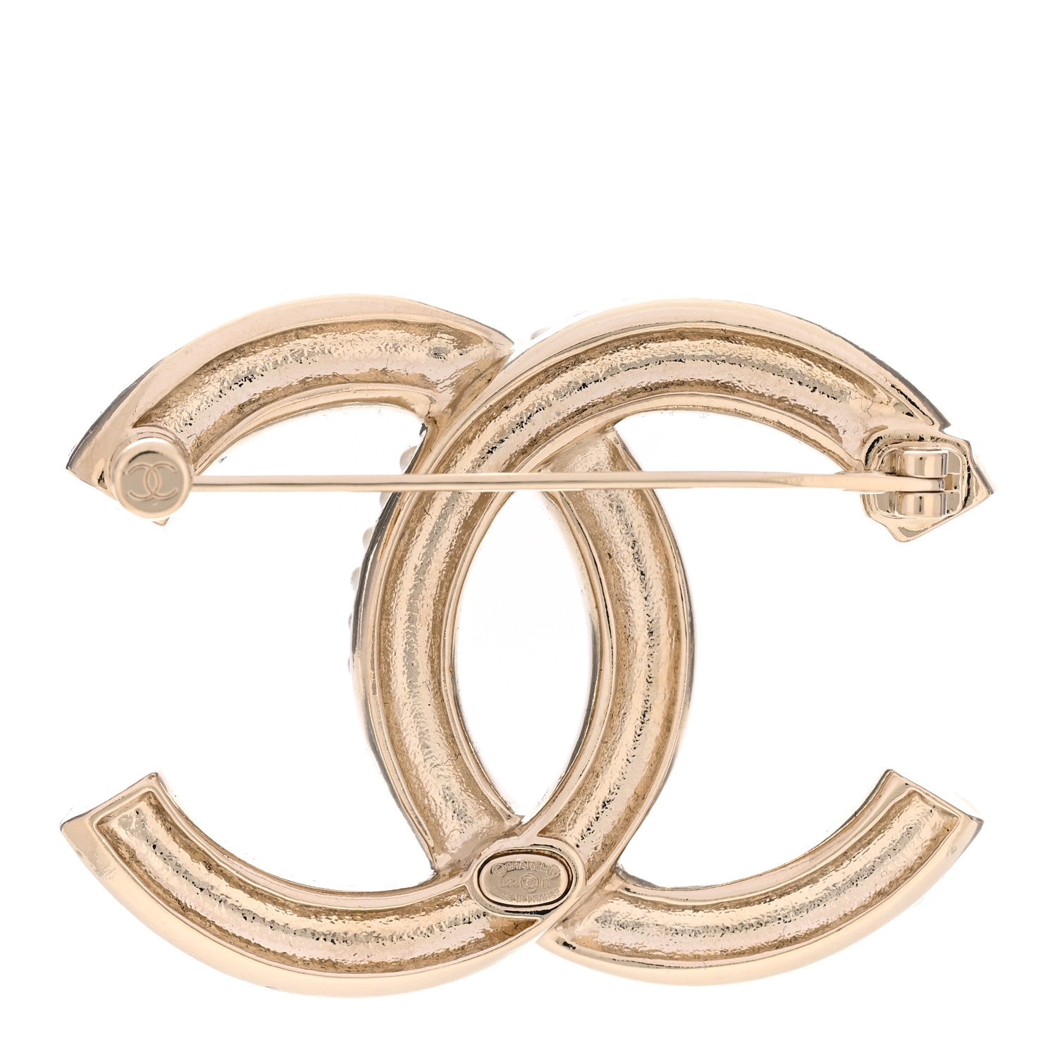 Chanel Metal Crystal Pearl CC Brooch Gold White 3 of 5