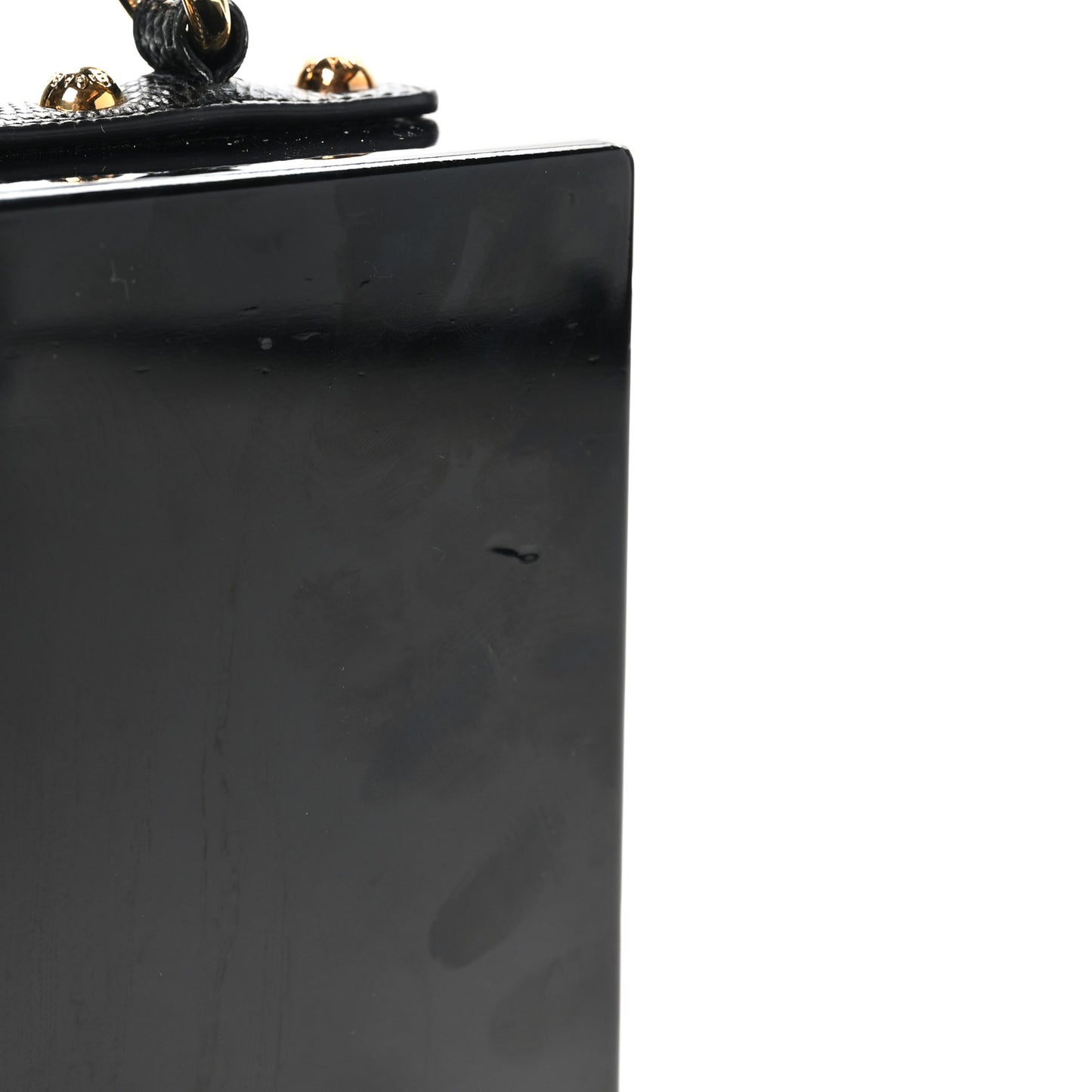 Plexiglass Calfskin Lizard Embossed Floral Box Bag Black