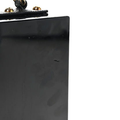 Dolce & Gabbana Plexiglass Calfskin Lizard Embossed Floral Box Bag Black 10 of 11