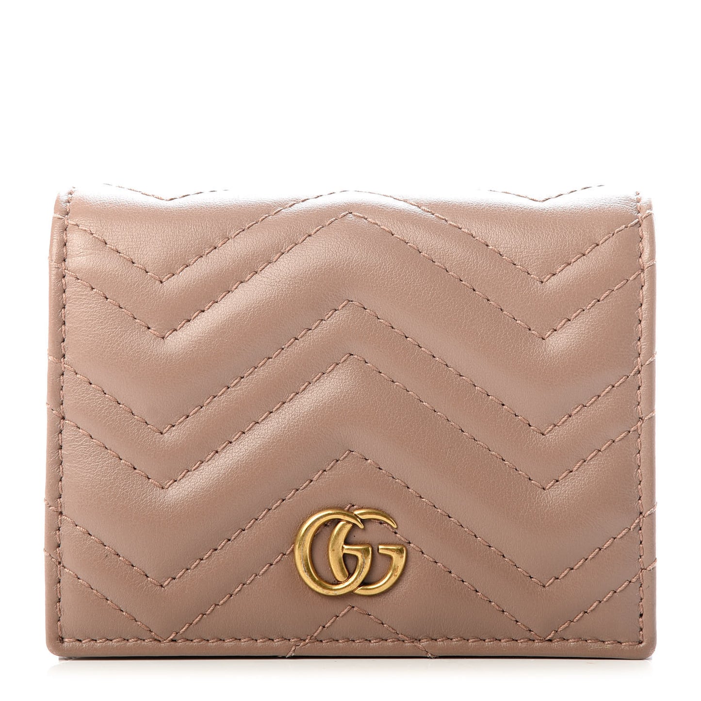 Calfskin Matelasse GG Marmont Card Case Wallet Porcelain Rose