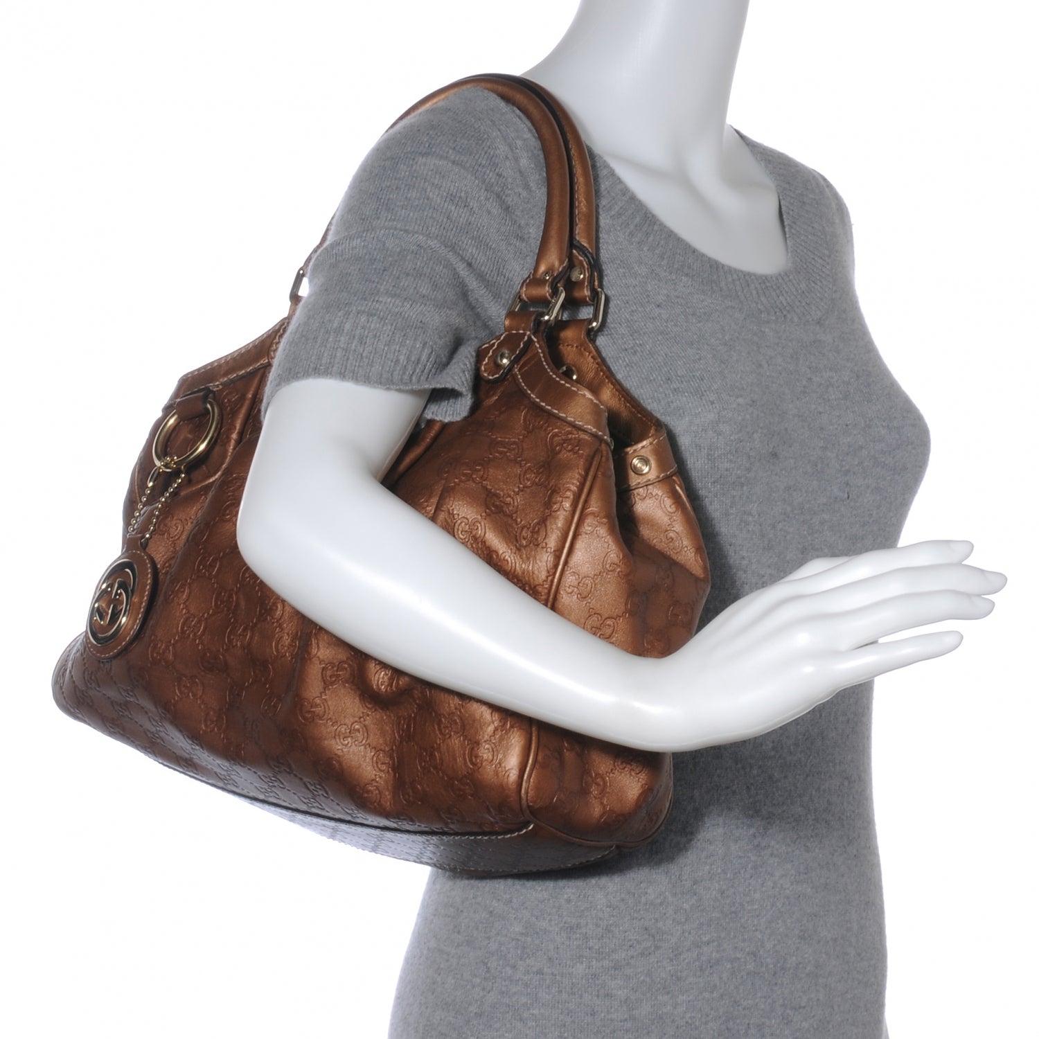 Gucci Metallic Guccissima Medium Sukey Tote Bronze 2 of 7