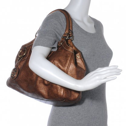 Gucci Metallic Guccissima Medium Sukey Tote Bronze 2 of 7