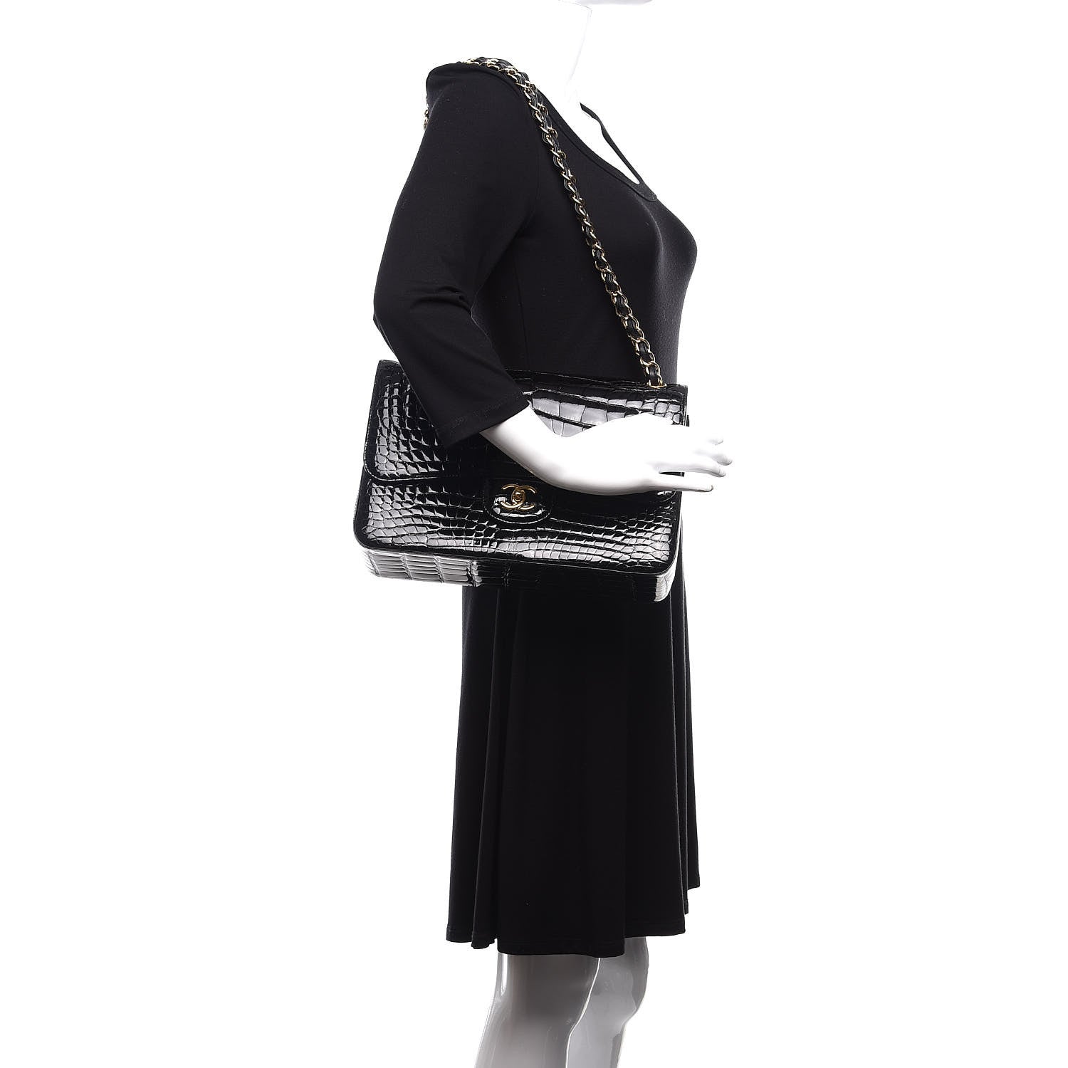 Chanel Alligator Jumbo Double Flap Black 2 of 13
