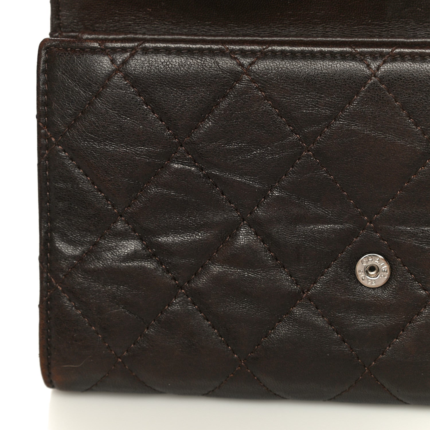 Chanel Lambskin Quilted Large Flap Wallet Dark Brown 24 of 30