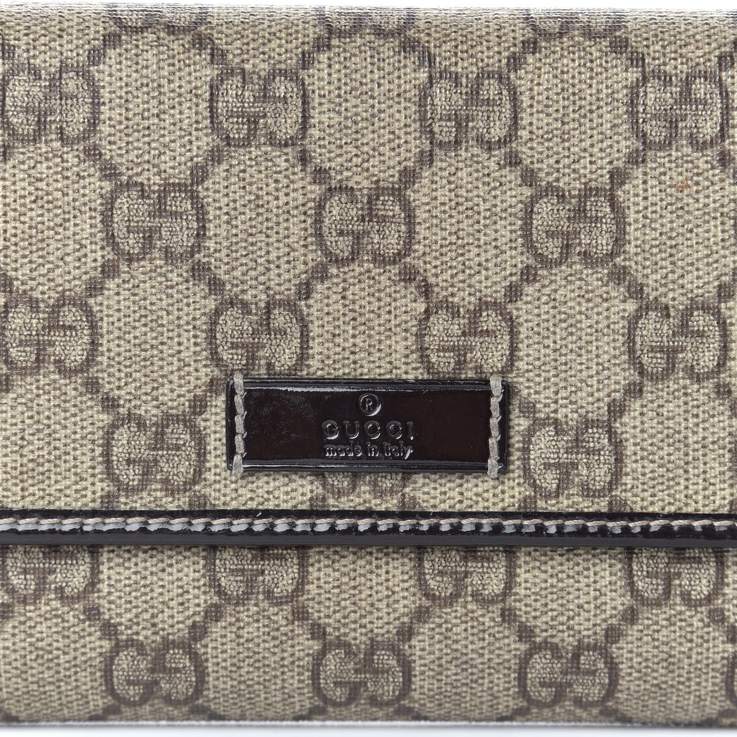 GG Plus Monogram Joy Continental Flap Wallet Beige Ebony Dark Brown