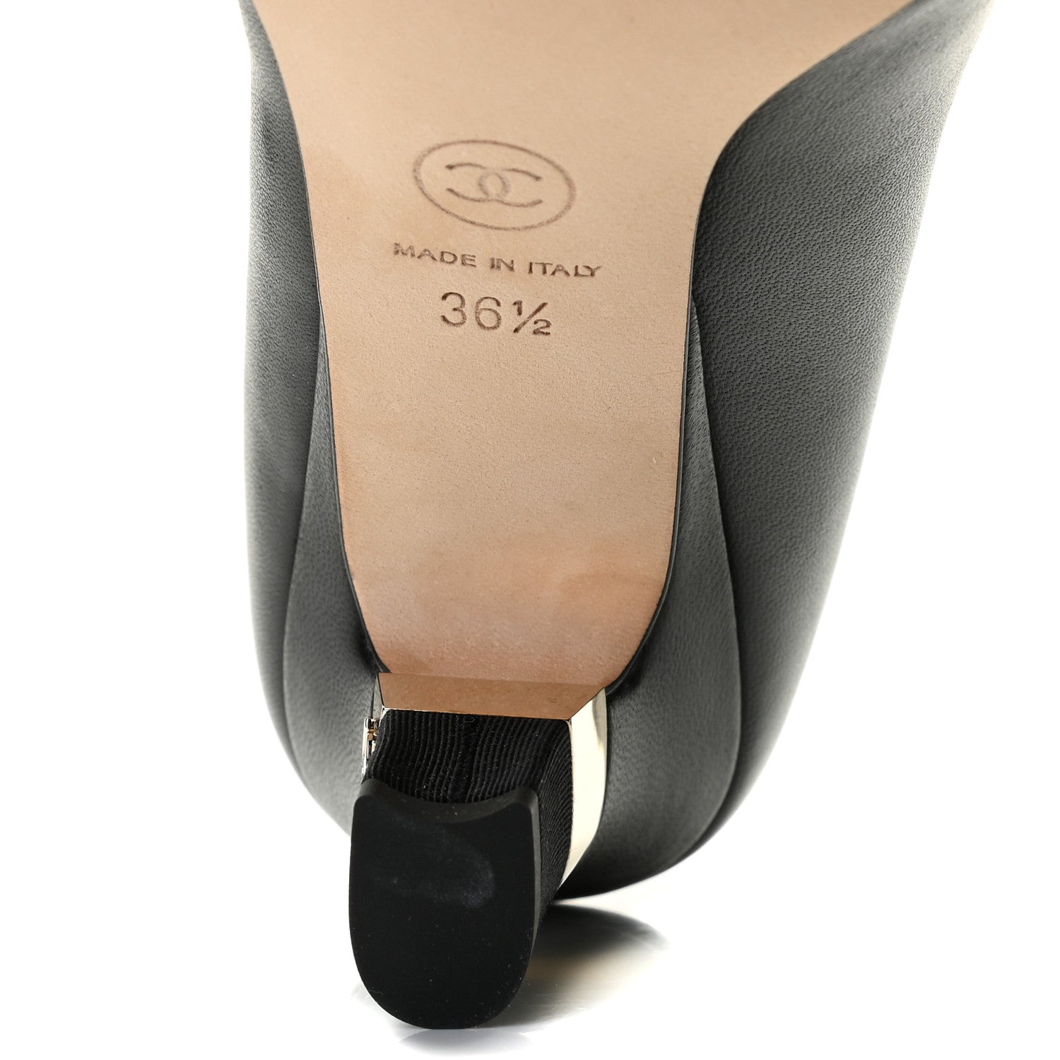 Chanel Lambskin Grosgrain Cap Toe CC Pumps 36.5 Black 9 of 12