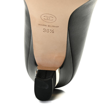 Chanel Lambskin Grosgrain Cap Toe CC Pumps 36.5 Black 9 of 12