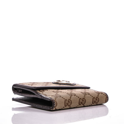 Gucci Monogram Lovely Heart French Flap Wallet Dark Brown 4 of 9