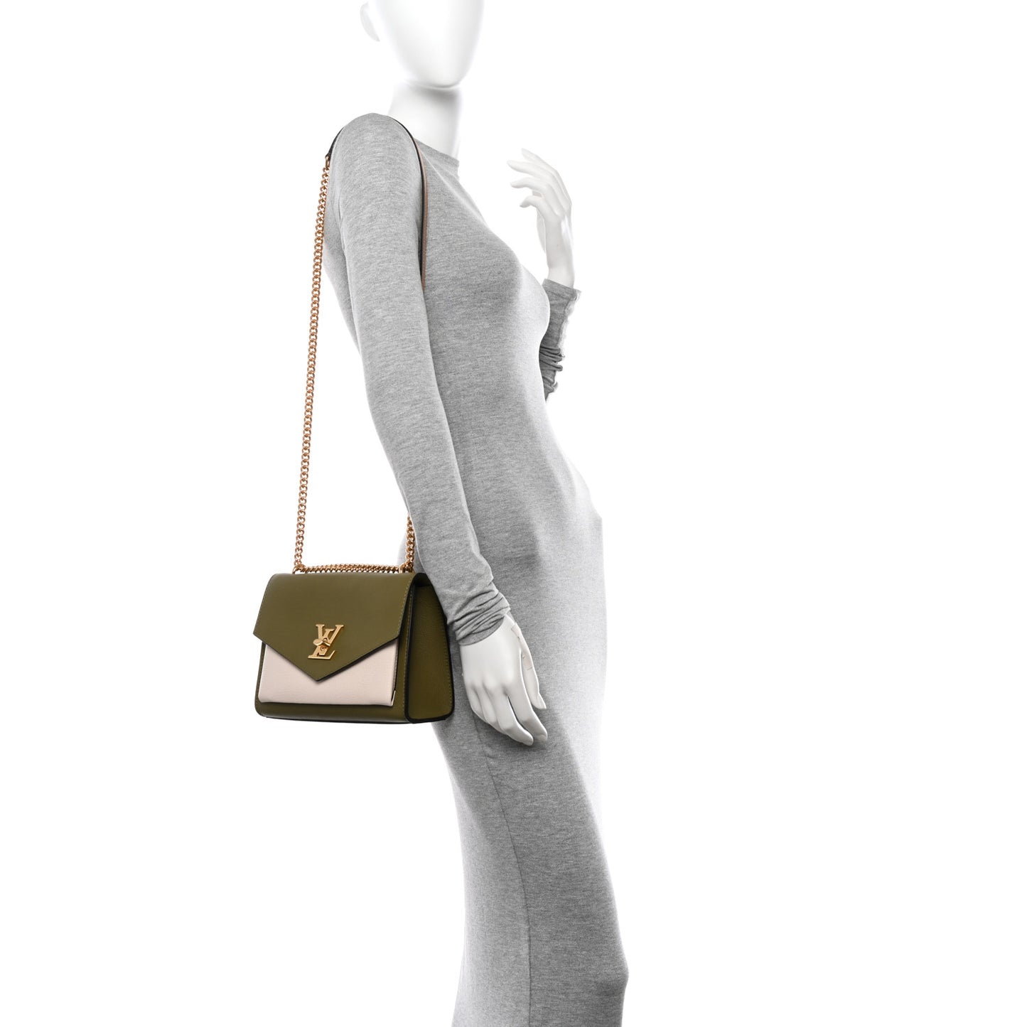 Soft Calfskin Mylockme Chain Bag BB Smokey Brown Green