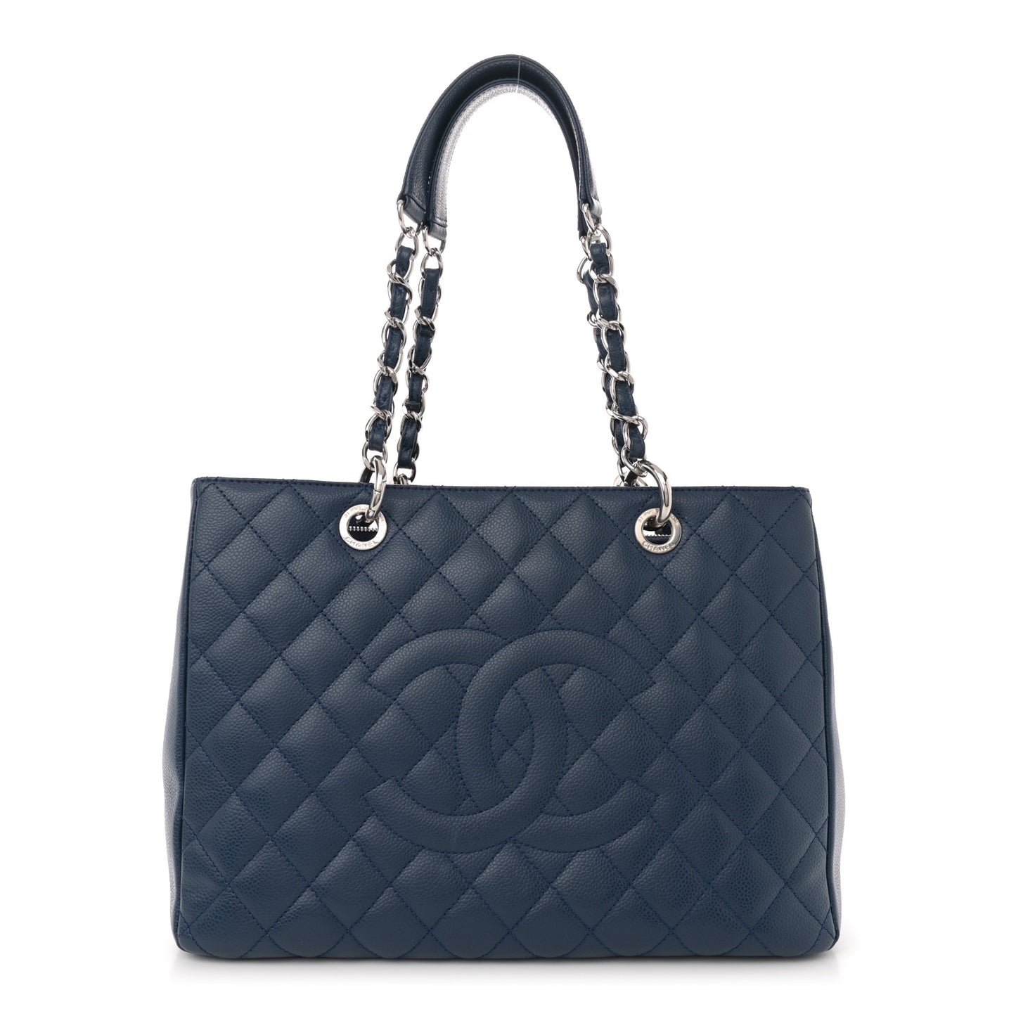 Caviar Quilted Grand Shopping Tote GST Dark Blue