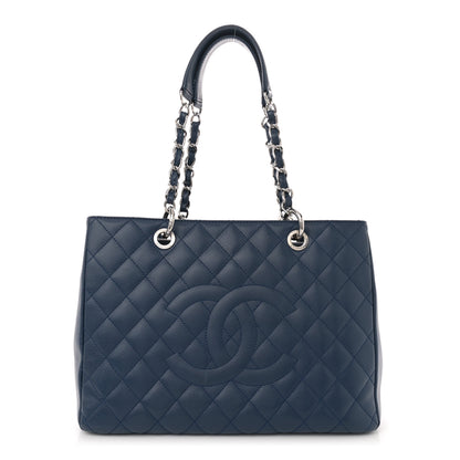 Chanel Caviar Quilted Grand Shopping Tote GST Dark Blue 1 of 10