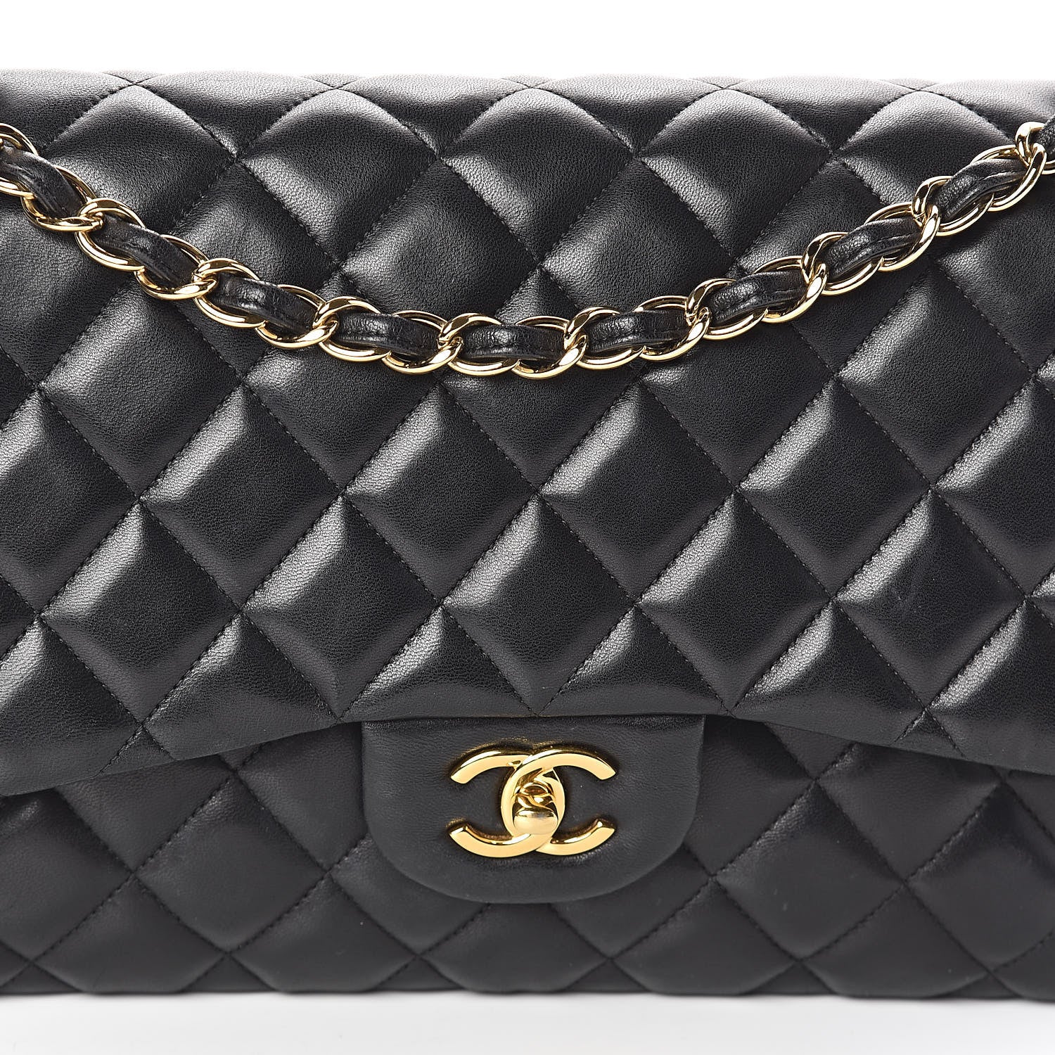 Chanel Lambskin Quilted Jumbo Double Flap Black 10 of 12