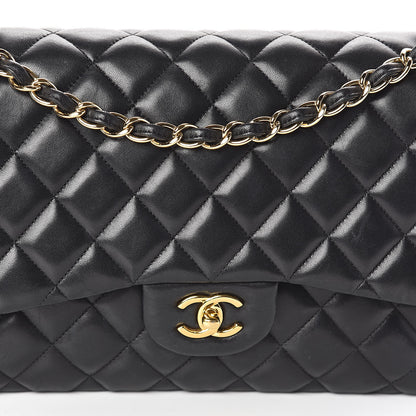 Chanel Lambskin Quilted Jumbo Double Flap Black 10 of 12