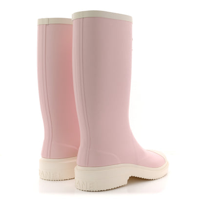 Chanel Caoutchouk CC High Boots 36 Light Pink White 4 of 11