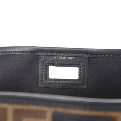 Fendi Glazed Fabric Vitello Century FF 1974 Stamp Patch Mini Peekaboo Defender Cover Mogano Panna Black 6 of 8