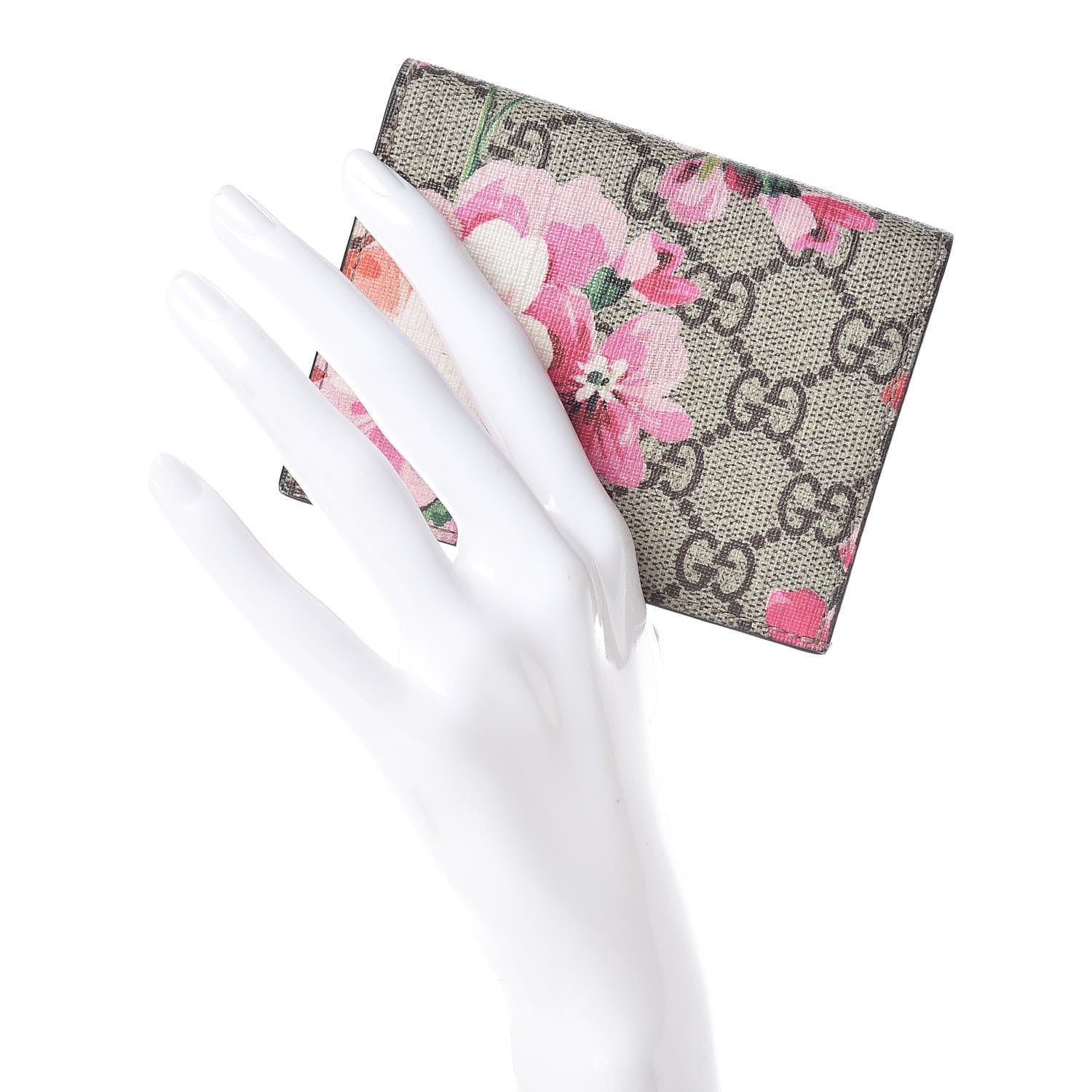 Gucci GG Supreme Monogram Blooms Card Case Beige Multicolor Dry Rose 2 of 14