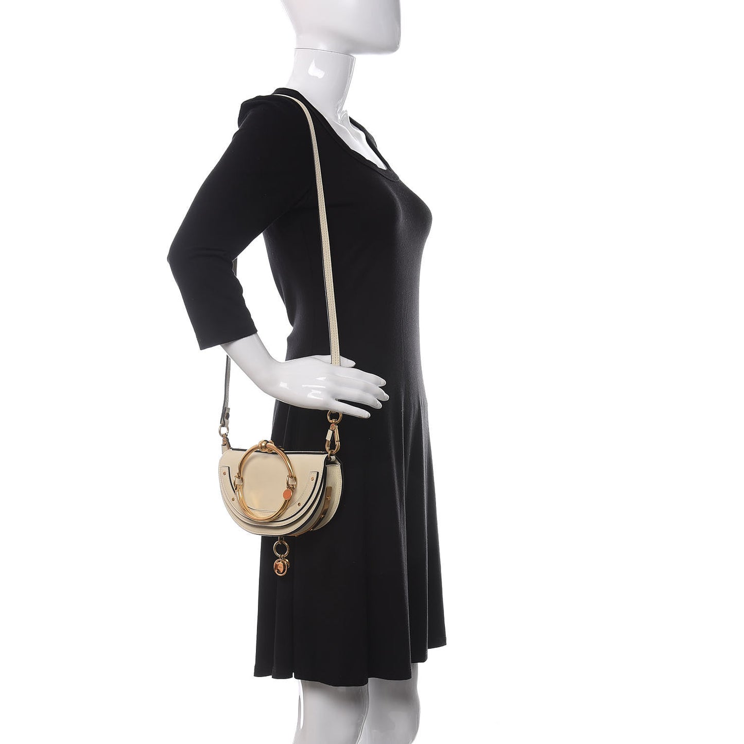 Calfskin Small Nile Bracelet Minaudiere Bag Off White