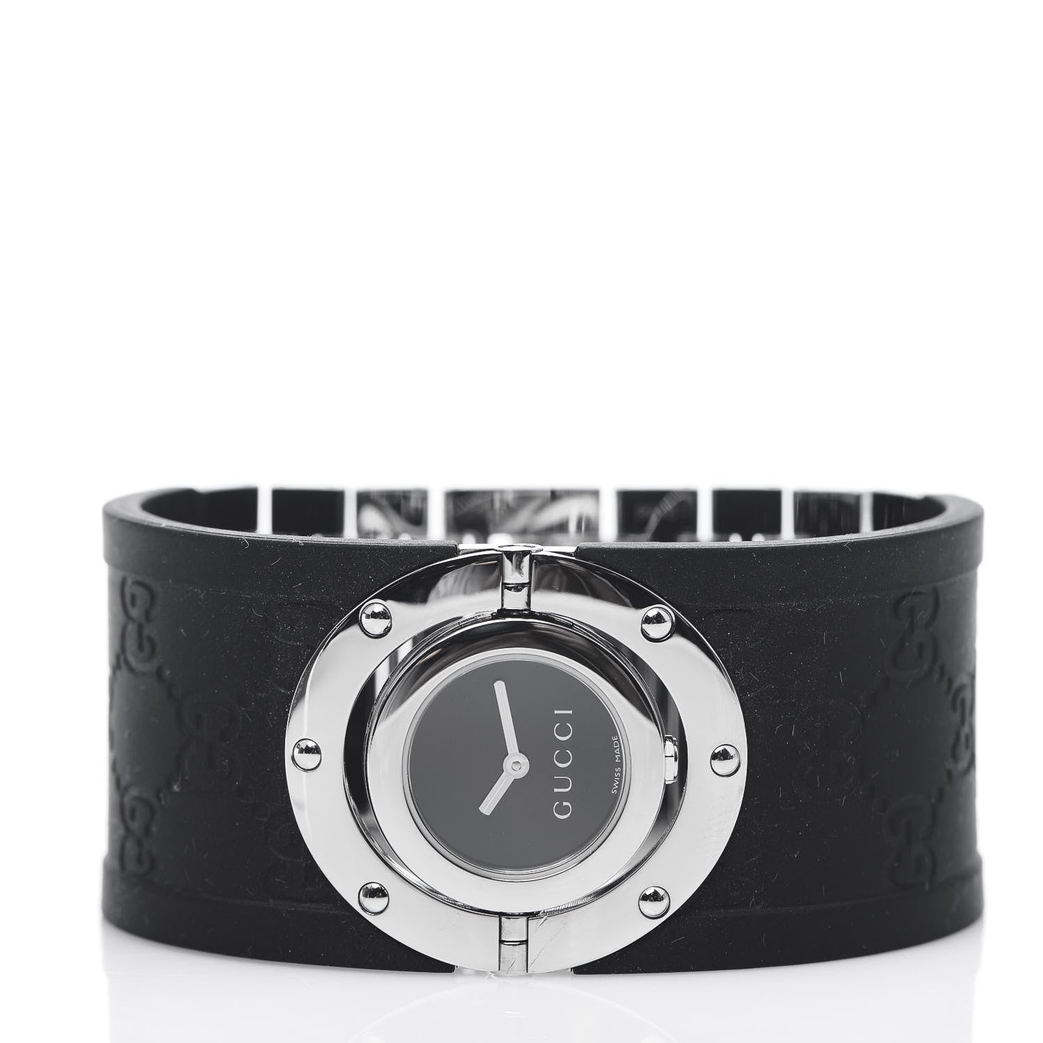 Gucci Stainless Steel Rubber 33mm Twirl Quartz Watch Black 2 of 5