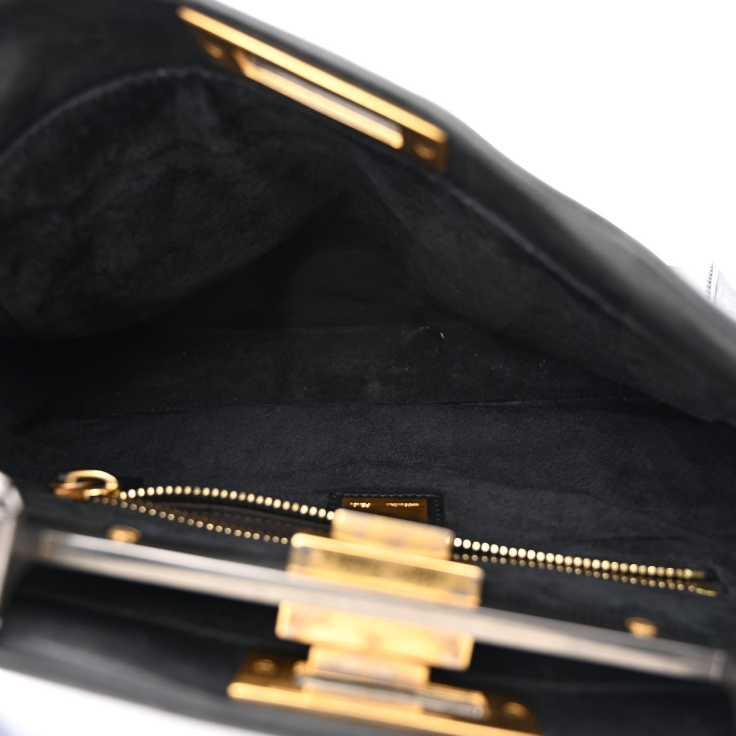 Fendi Vitello Suede Medium Peekaboo Iconic Satchel Black 5 of 11