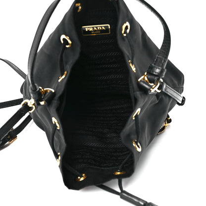 Prada Saffiano Tessuto Nylon Mini Bucket Crossbody Bag Black 5 of 13