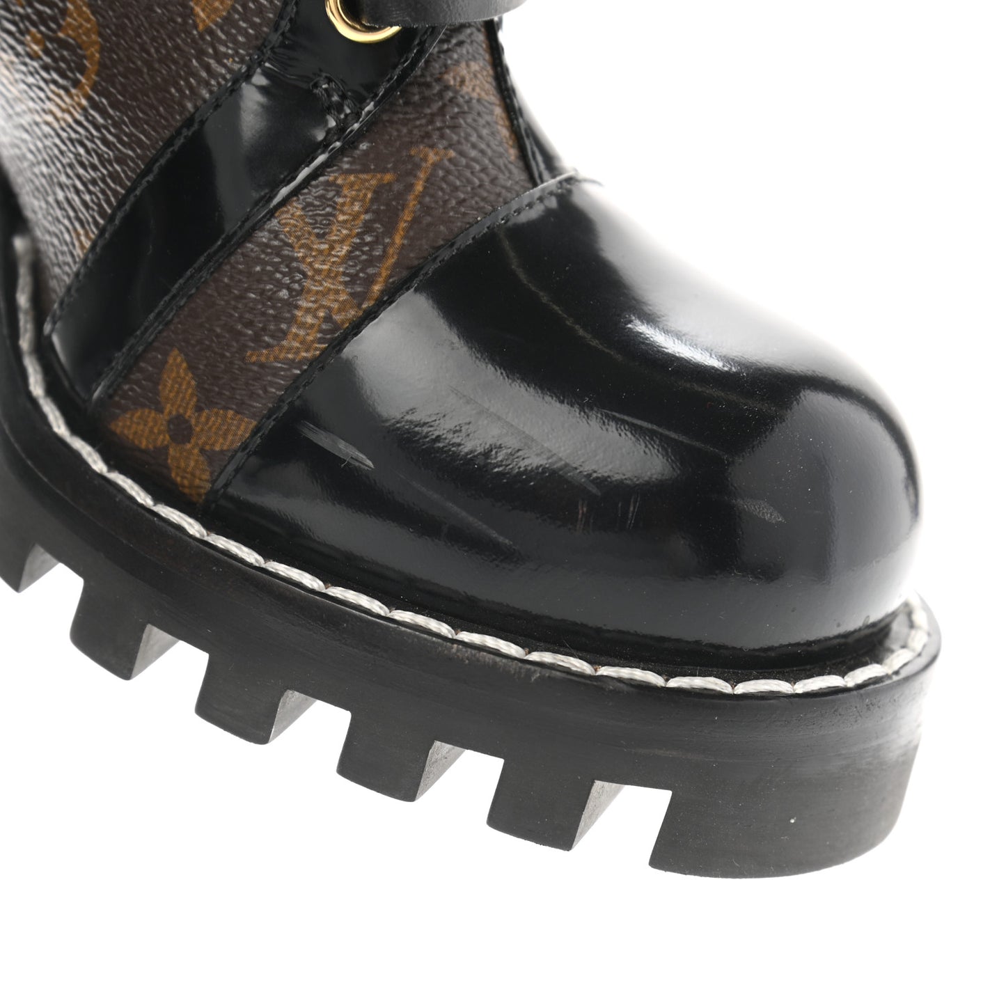 Patent Calfskin Monogram Star Trail Ankle Boots 38.5 Black
