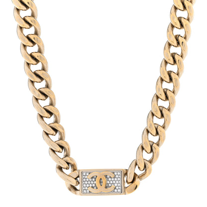 Chanel Crystal CC Chain Link Choker Necklace Gold 1 of 5