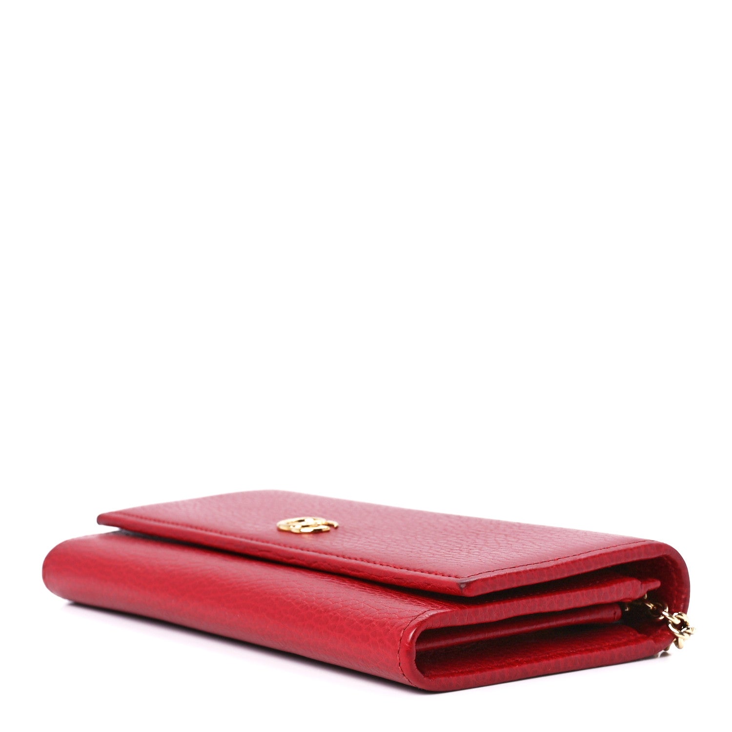 Gucci Dollar Calfskin Petite GG Marmont Wallet Chain Bag Hibiscus Red 9 of 11