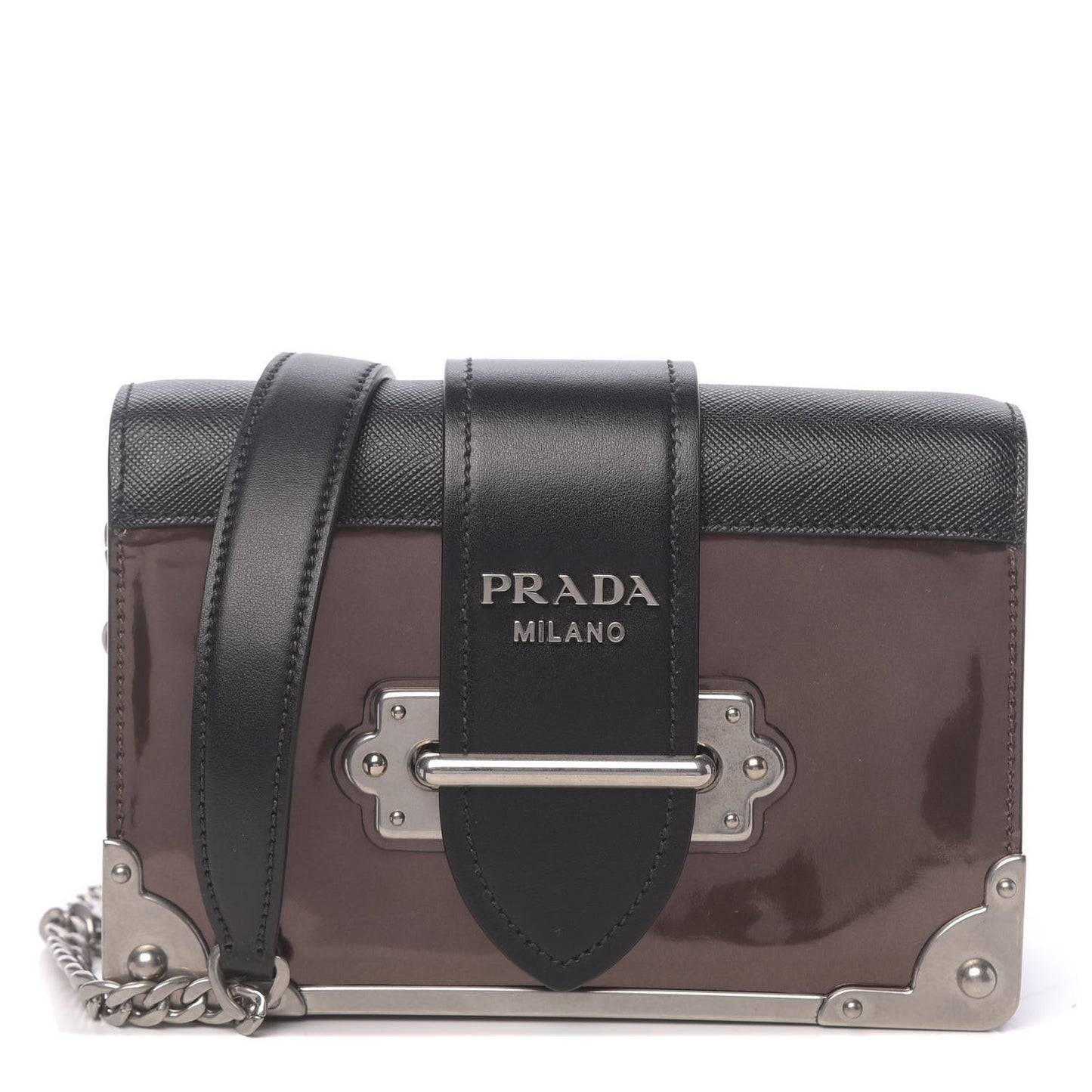 Metallic Vitello Saffiano Cahier Bag Cammeo Black
