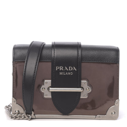 Prada Metallic Vitello Saffiano Cahier Bag Cammeo Black 1 of 9
