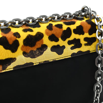 Prada Nylon Calf Hair Leopard Print Crossbody Bag Black Sole 10 of 10