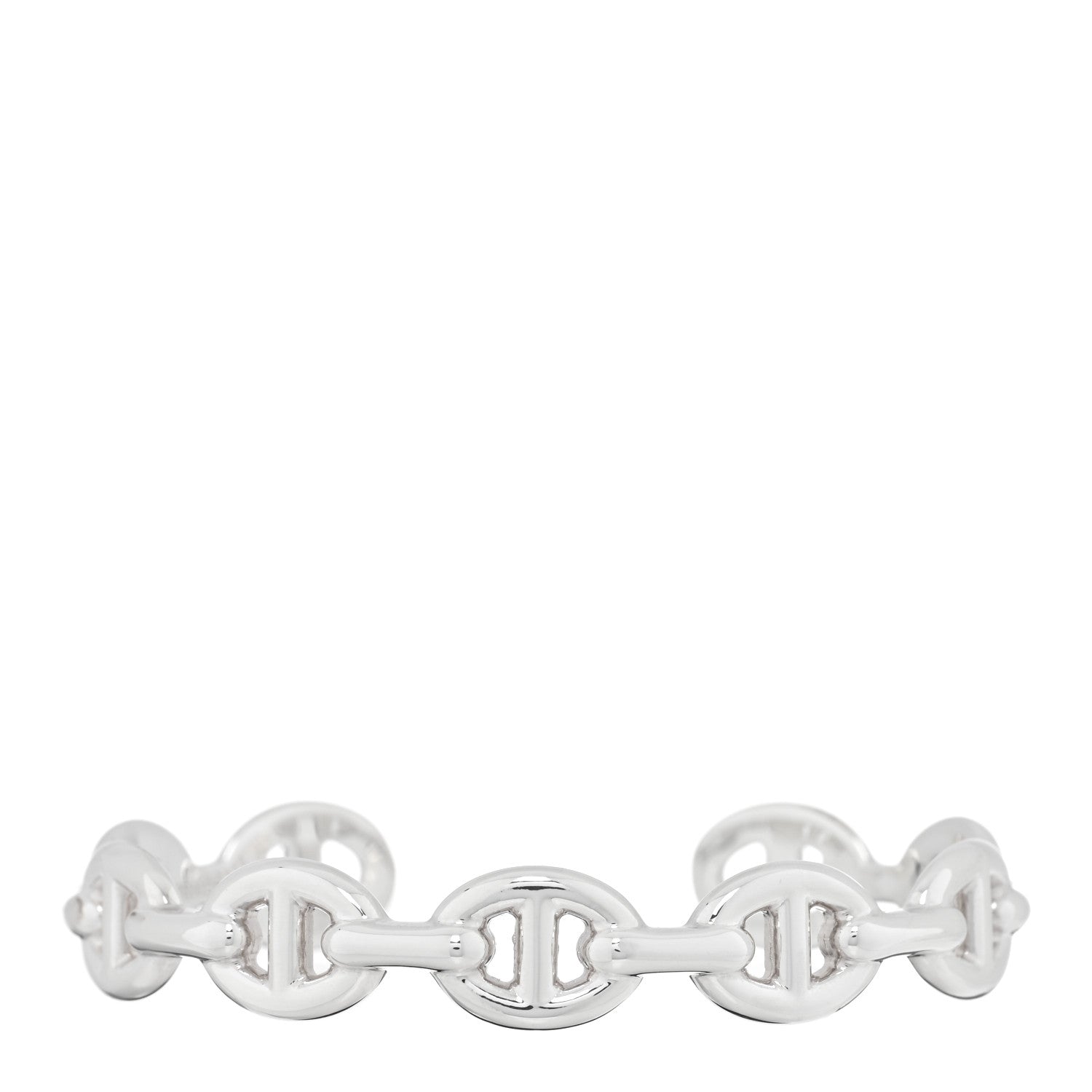 Hermes Sterling Silver MM Chaine d'Ancre Enchainee Cuff Bracelet SH 1 of 4