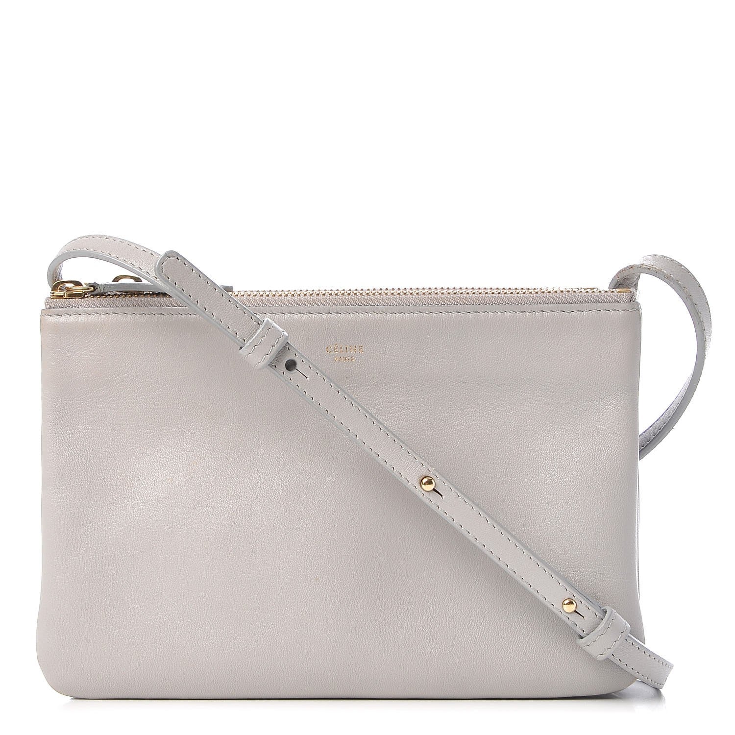 Celine Lambskin Small Trio Crossbody Bag Gray 1 of 14