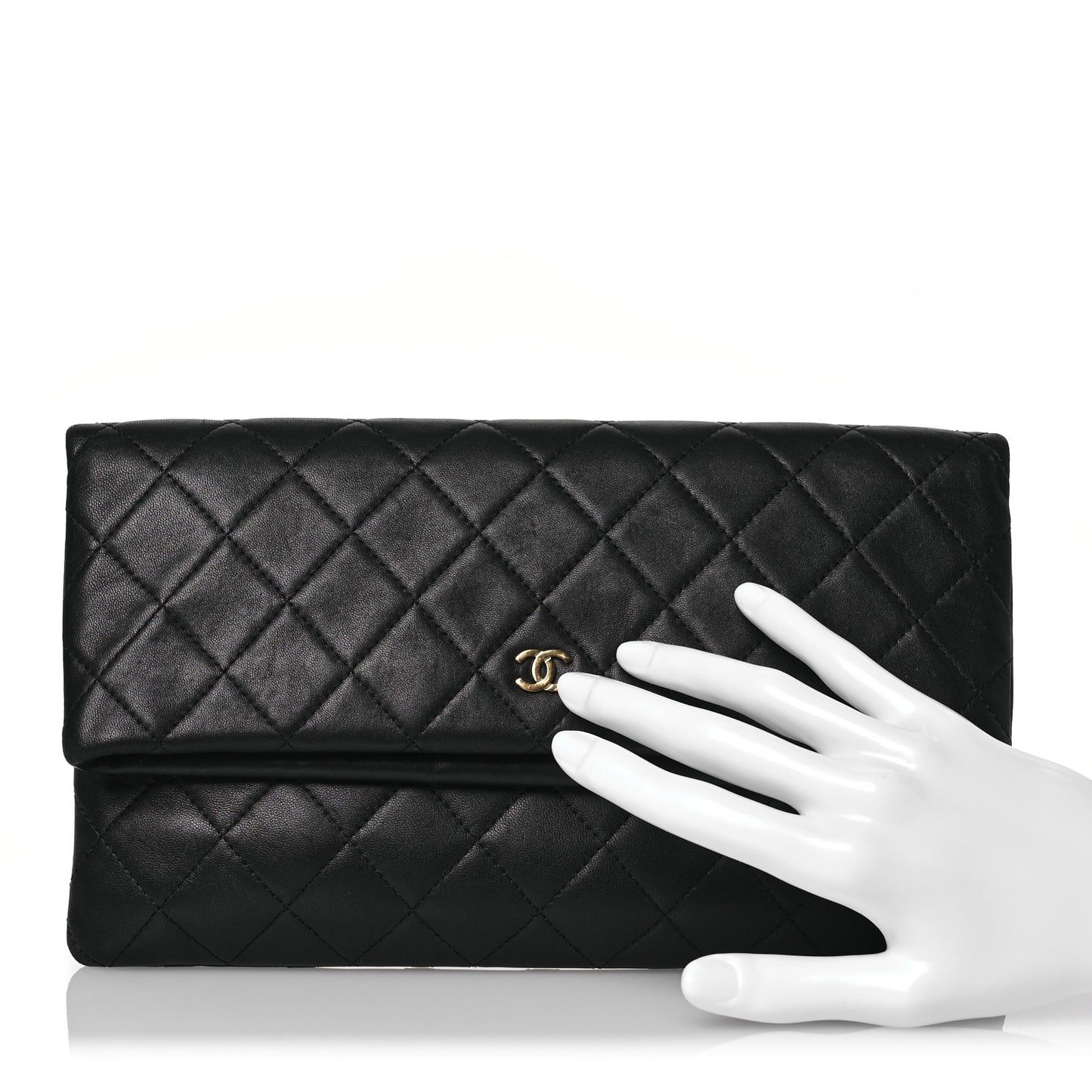 Lambskin Quilted CC Beauty Clutch Black