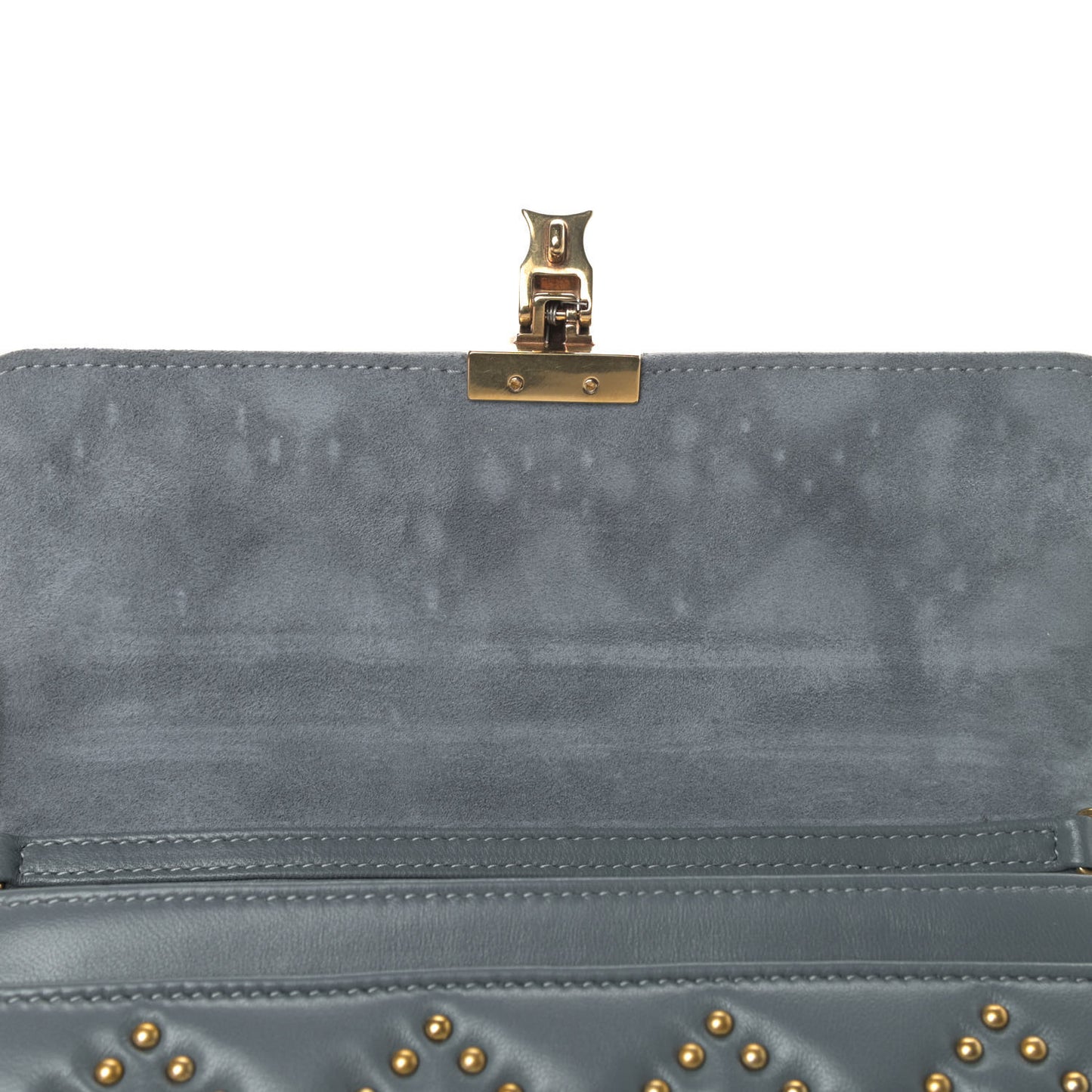 Lambskin Cannage Studded Dioraddict Wallet on Chain Clutch Grey Blue