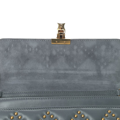 Christian Dior Lambskin Cannage Studded Dioraddict Wallet on Chain Clutch Grey Blue 5 of 7