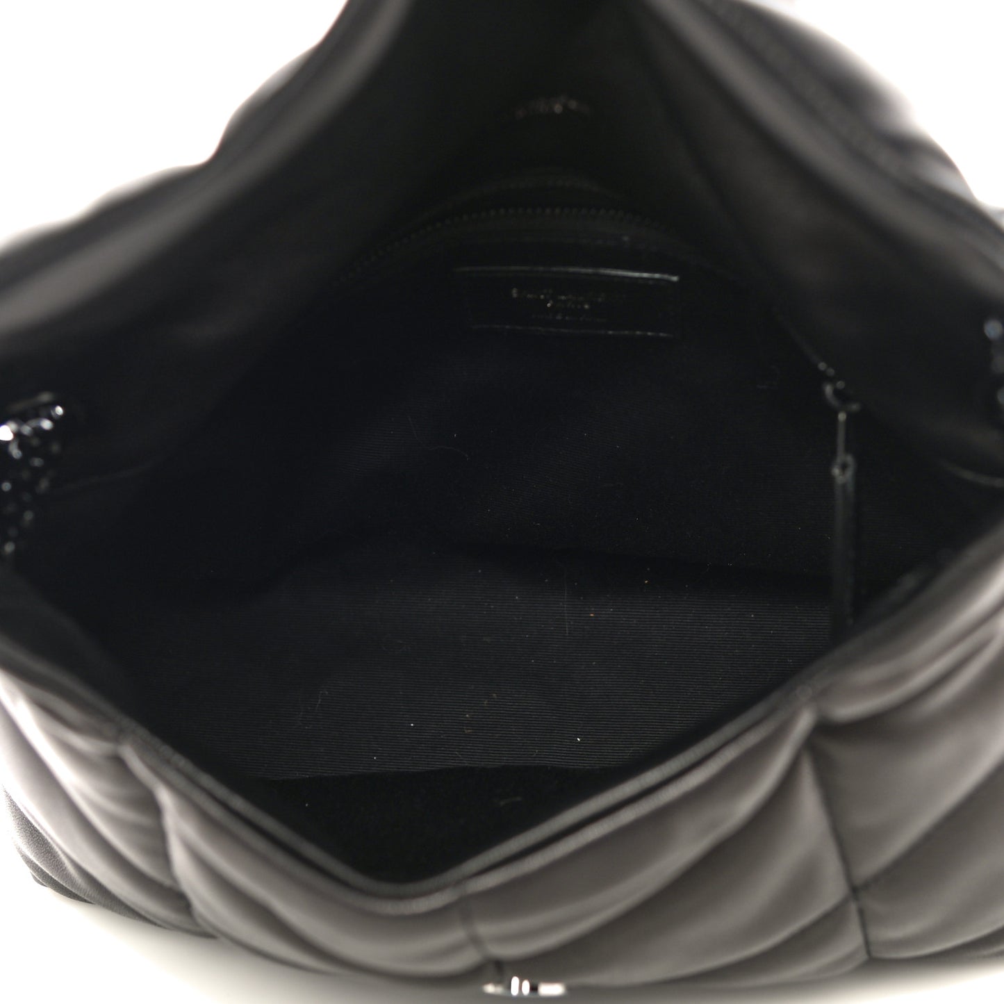 Lambskin Quilted Small Loulou Puffer Monogram Chain Satchel Black