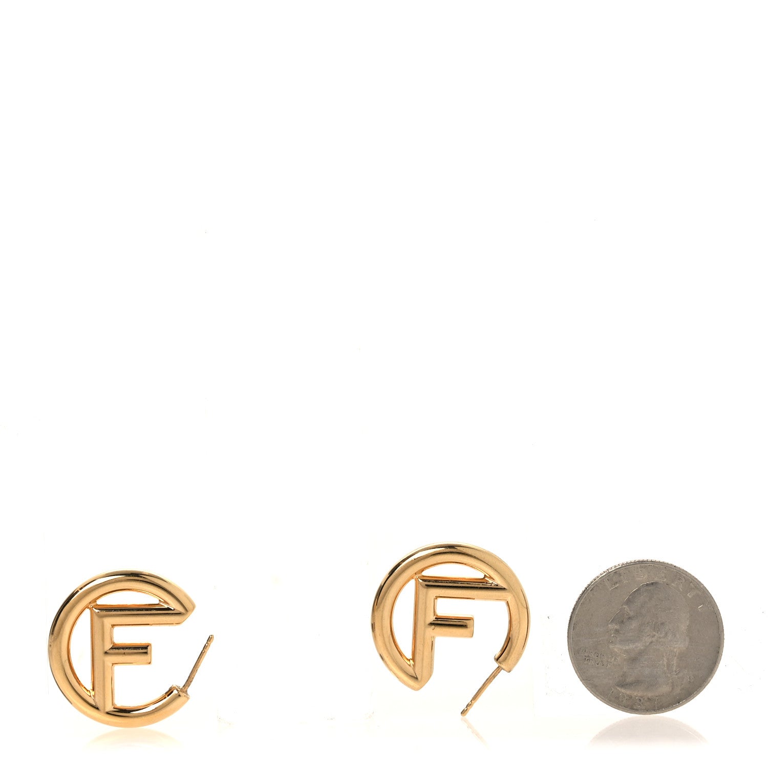 Fendi Metal FF Hoop Earrings Gold 2 of 6