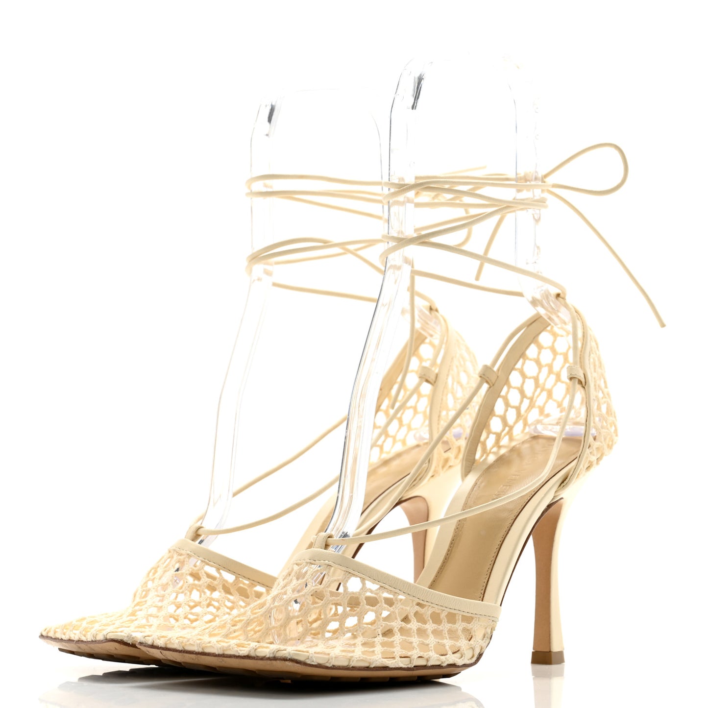 Mesh Nappa Stretch Ankle Tie Sandals 40 Toile