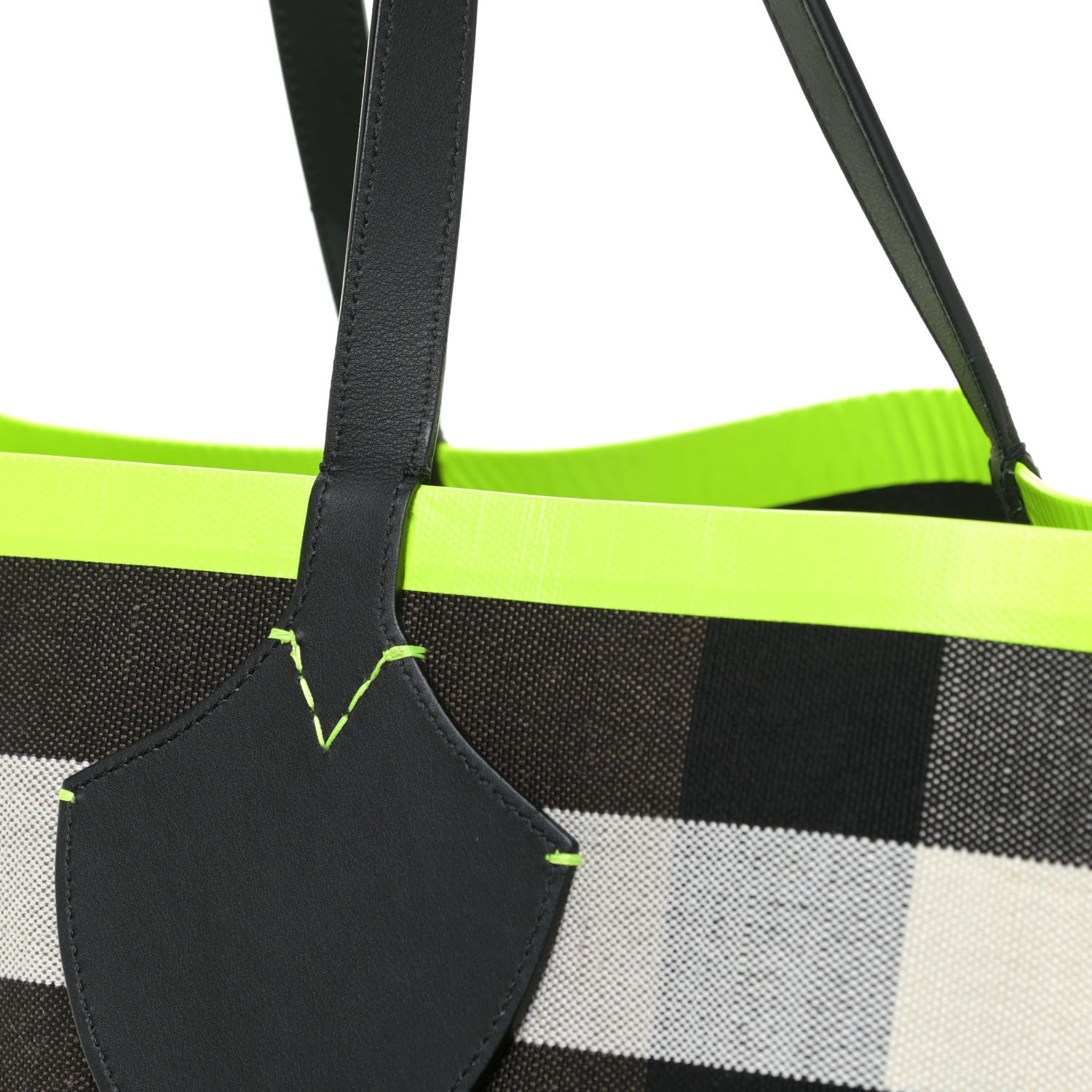 Burberry Canvas Mega Check Extra Large The Giant Reversible Tote Black Neon Yellow 10 of 10