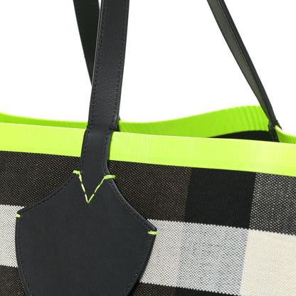 Burberry Canvas Mega Check Extra Large The Giant Reversible Tote Black Neon Yellow 10 of 10