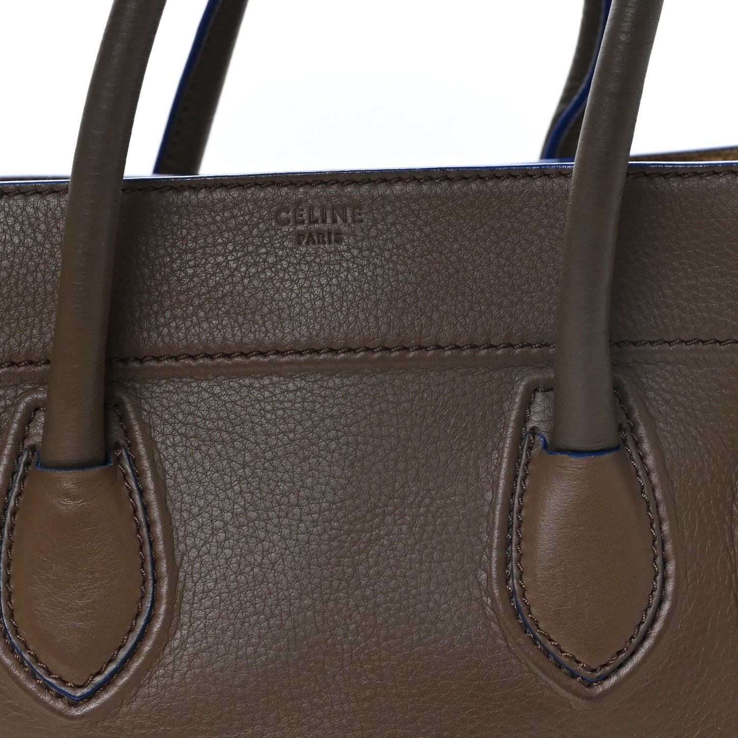 Baby Grained Medium Phantom Luggage Taupe Blue Trim
