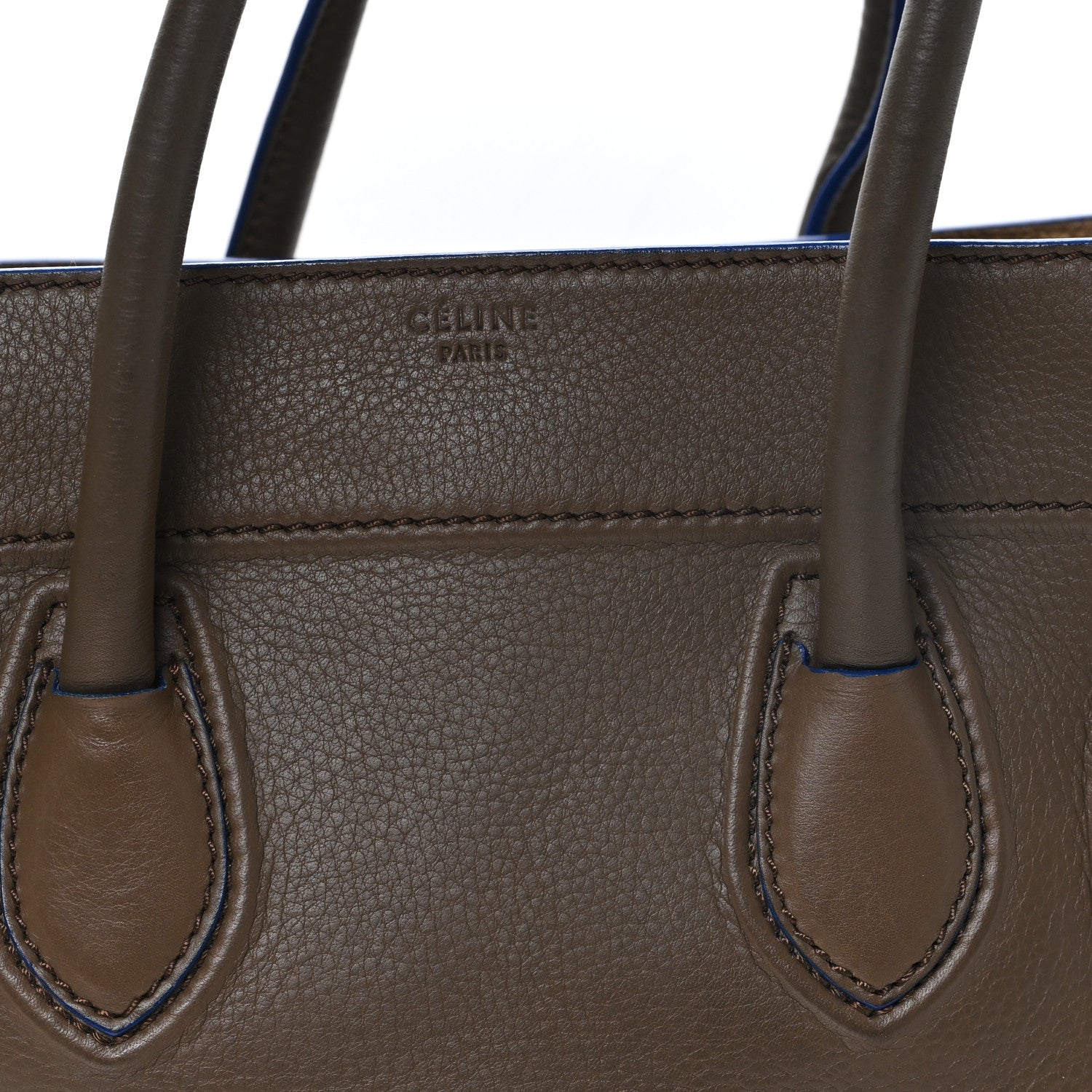 Celine Baby Grained Medium Phantom Luggage Taupe Blue Trim 7 of 10