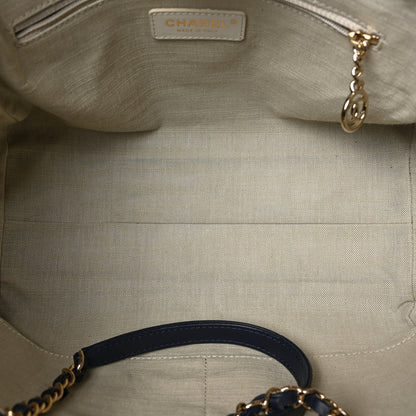 Chanel Mixed Fibers Small Deauville Tote Navy Blue 5 of 9