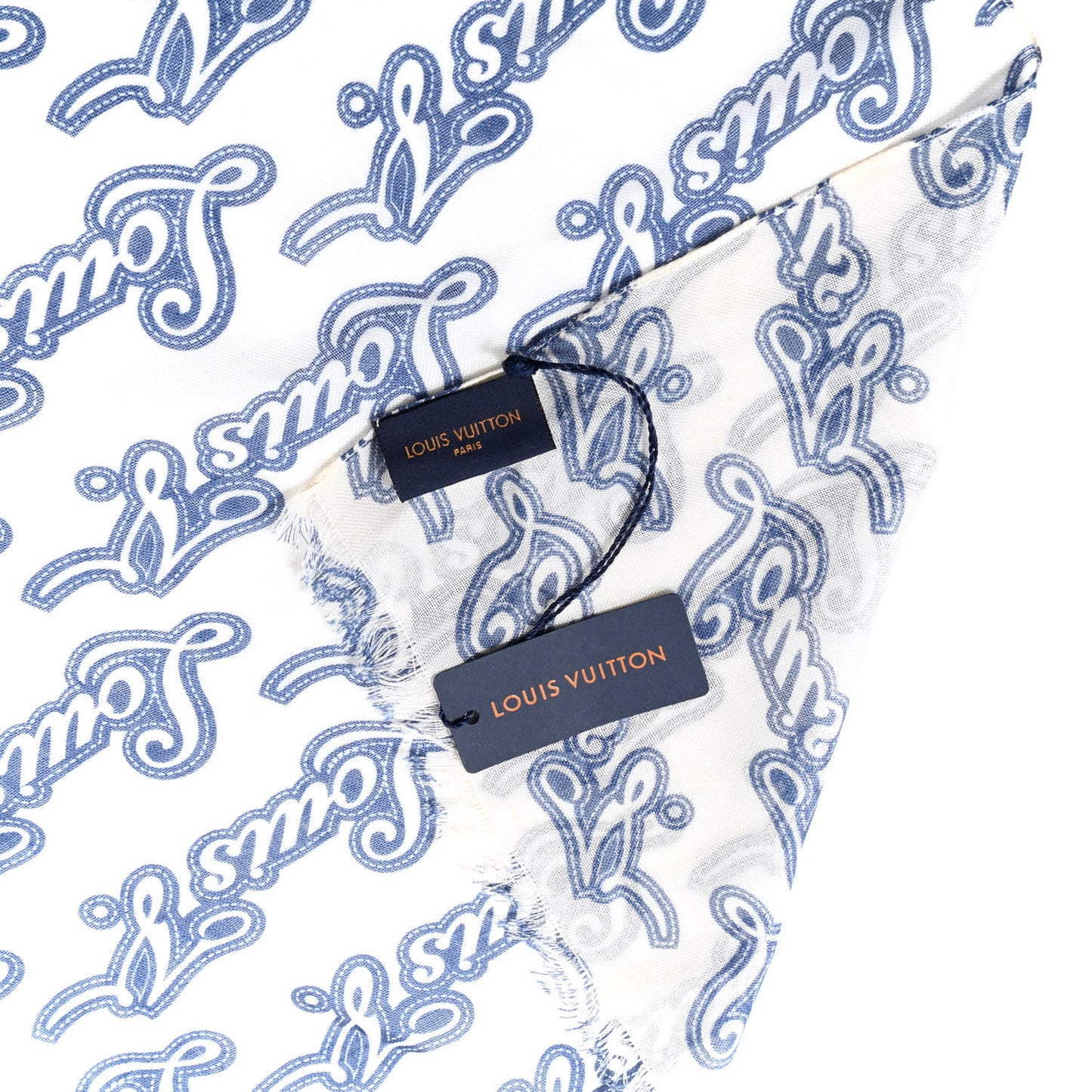 Cashmere Silk Logo Stole Blue