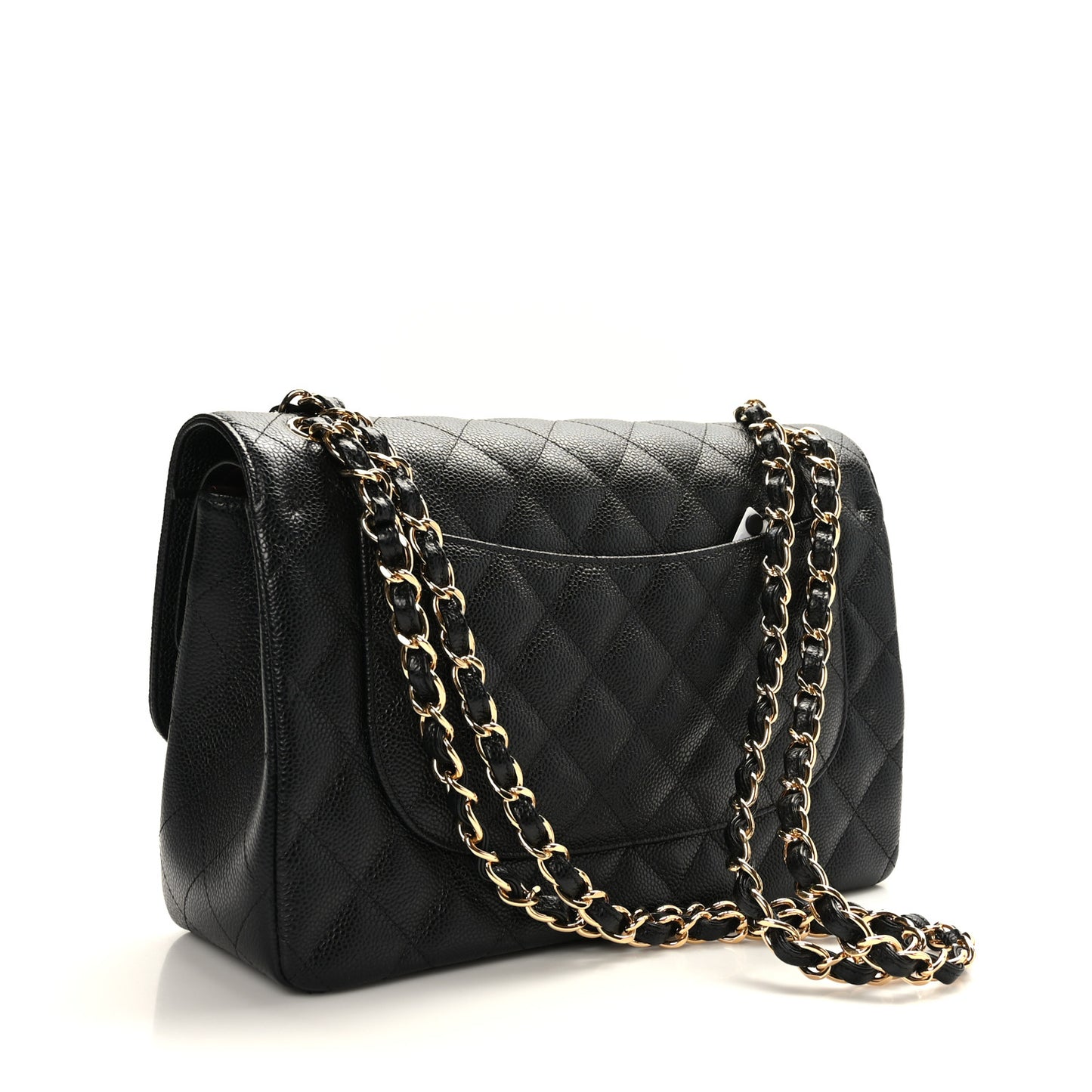 Caviar Quilted Jumbo Double Flap Black