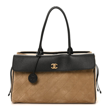 Chanel Grained Calfskin Suede Urban Essentials Large Shopping Bag Dark Beige Black Dark Beige Black 2 of 20
