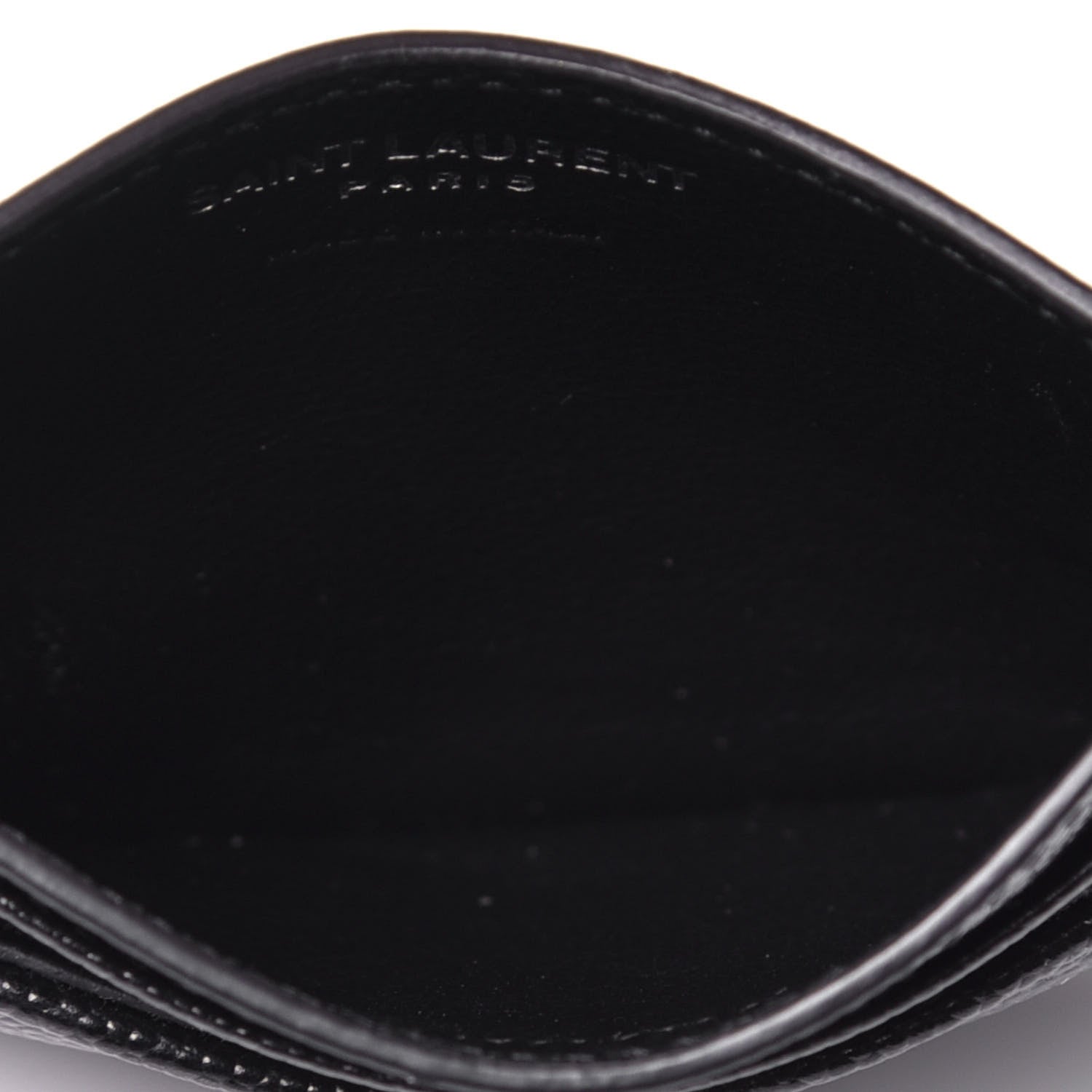 Saint Laurent Grain De Poudre Matelasse Chevron Monogram Credit Card Case Black 5 of 7